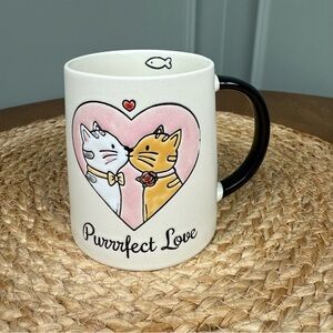 Spectrum Designz "Purrfect Love" Hand-Painted Cat Ceramic Mug Black Handle